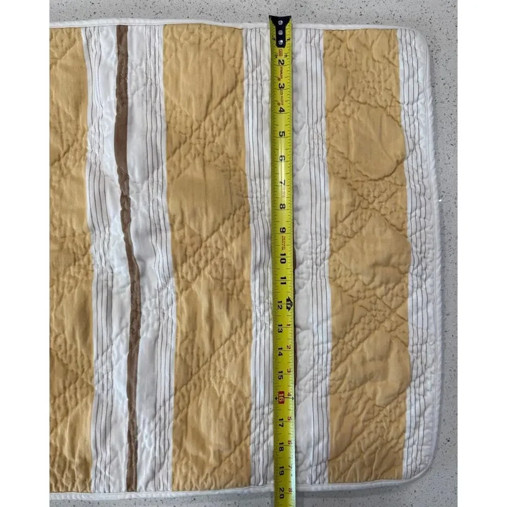 Restoration Hardware Quilted Pillow Sham Standard Yellow Paisley Stripe Cotton